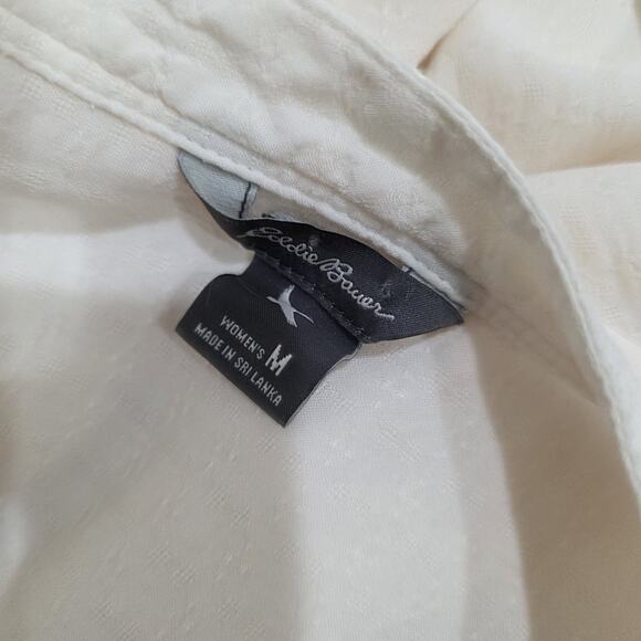 Eddie Bauer Women's Button. Down Rayon Cream Blouse Shirt Size Medium EUC - Picture 6 of 8